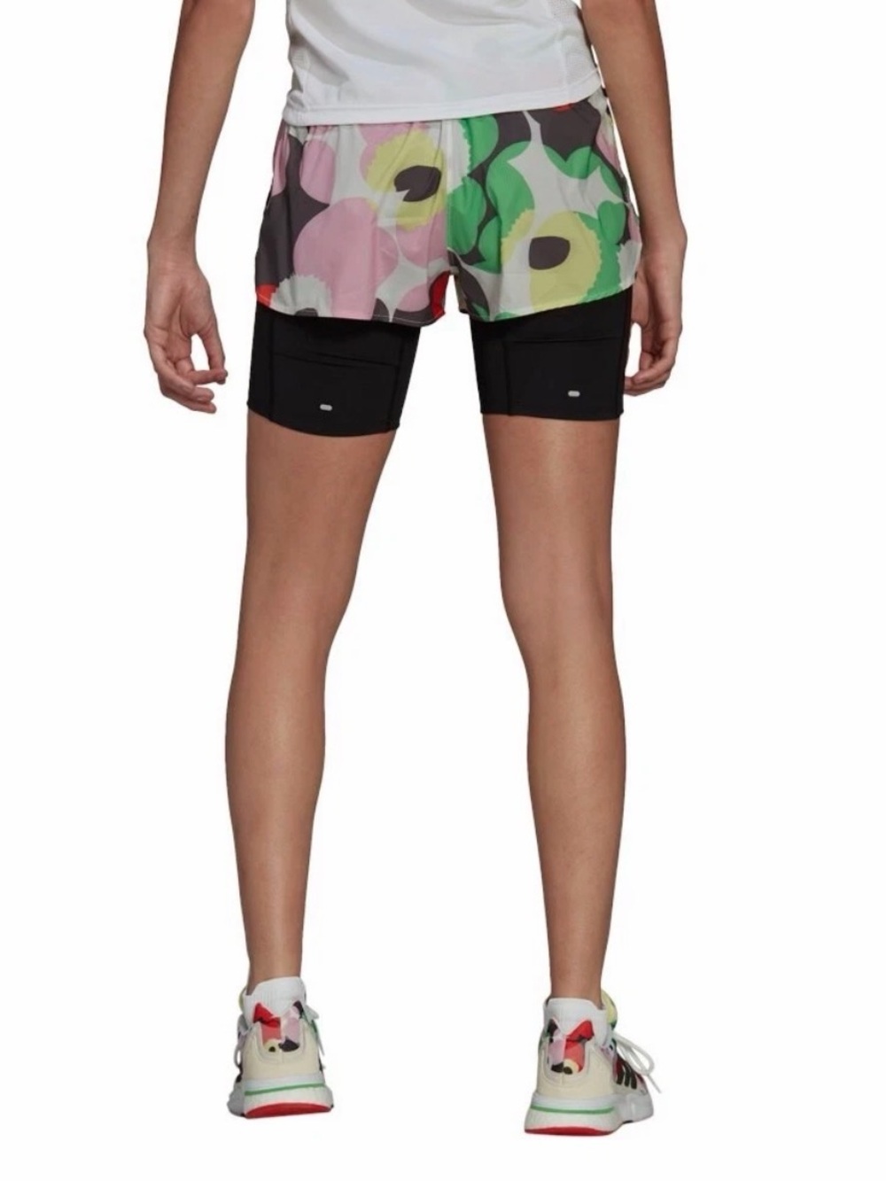 NWT adidas x marimekko Floral Women’s Running Shorts Black Compression Liner